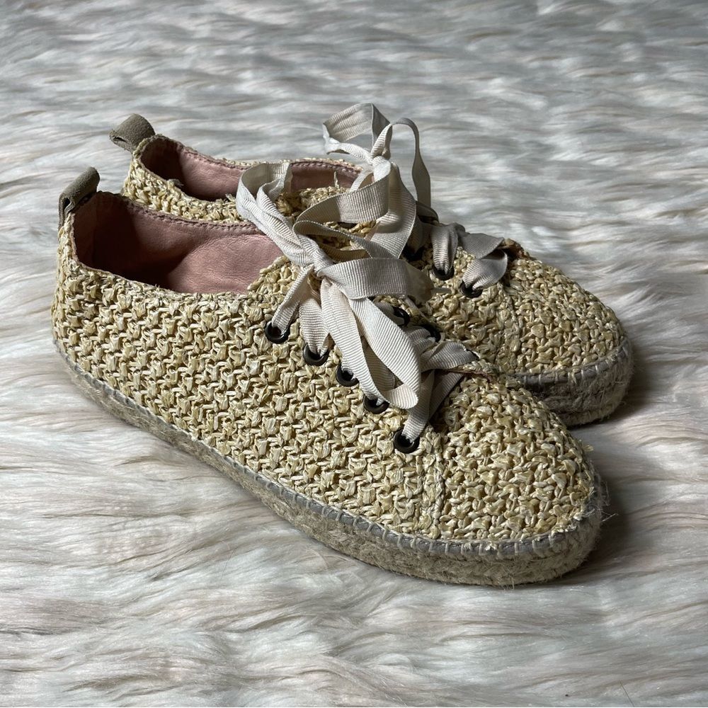 Manebi Raffia Lace-Up Espadrilles - Picture 3 of 12
